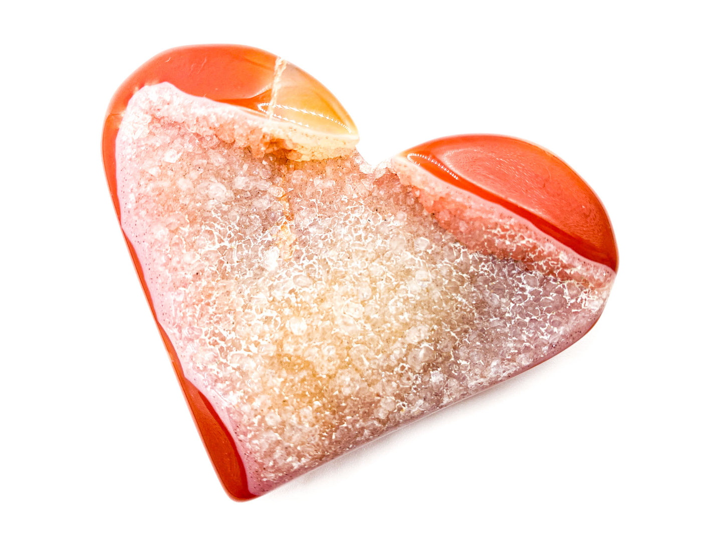 Druzy Carnelian Heart Carving