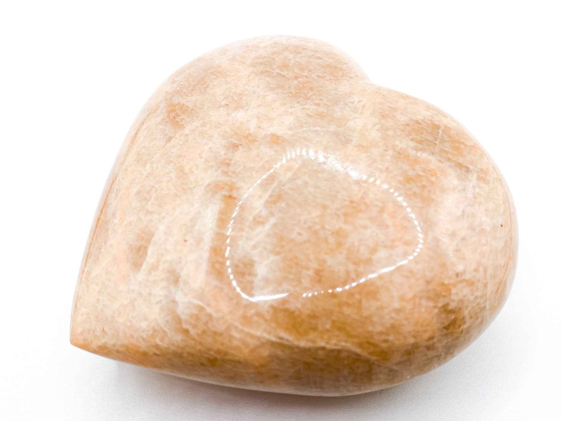 Peach Moonstone Heart Carving - 3in.