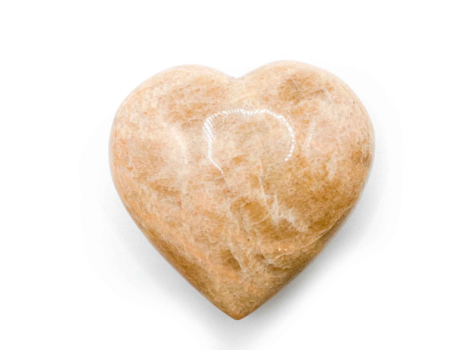 Peach Moonstone Heart Carving - 3in.