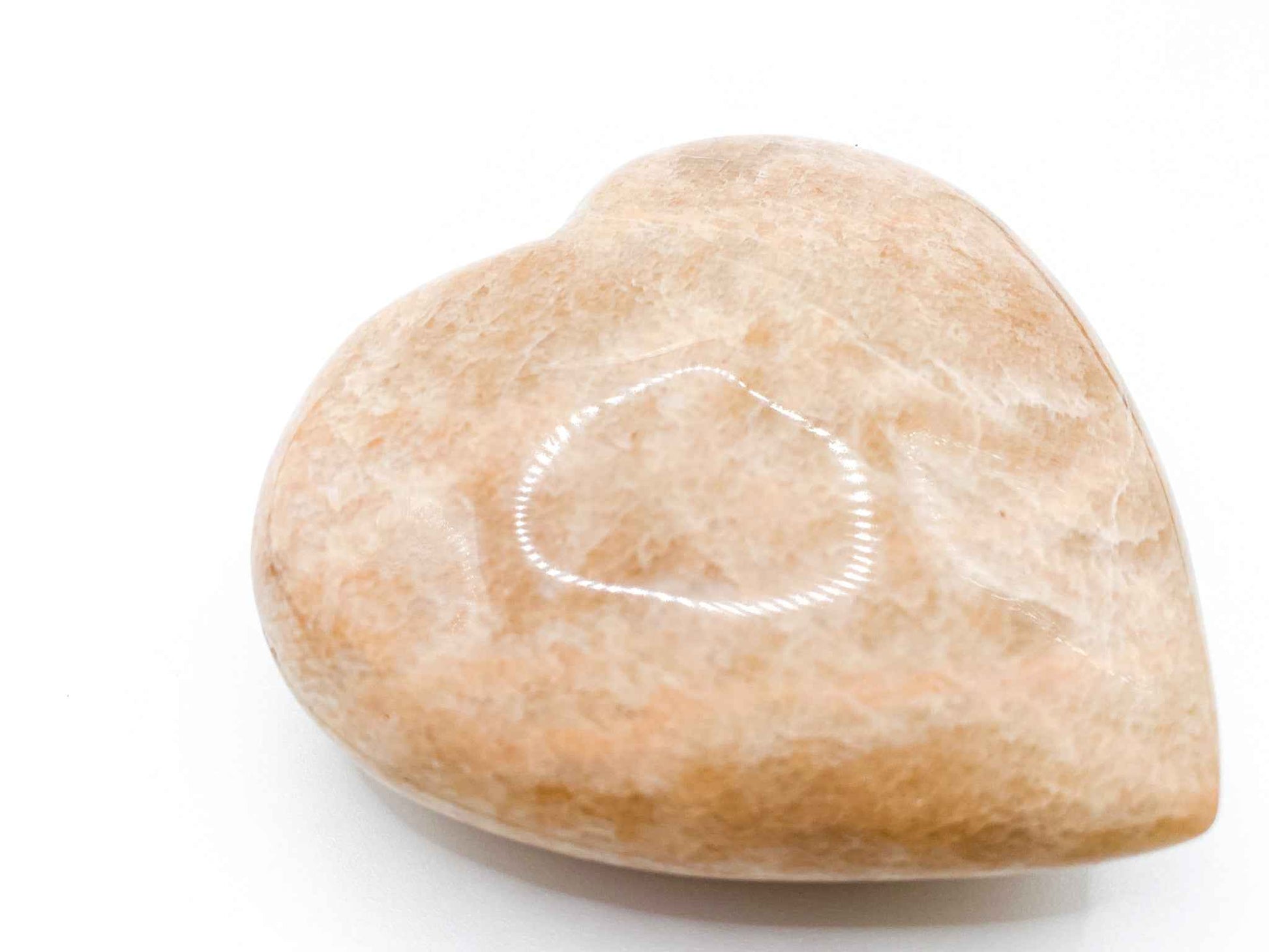 Peach Moonstone Heart Carving - 3in.