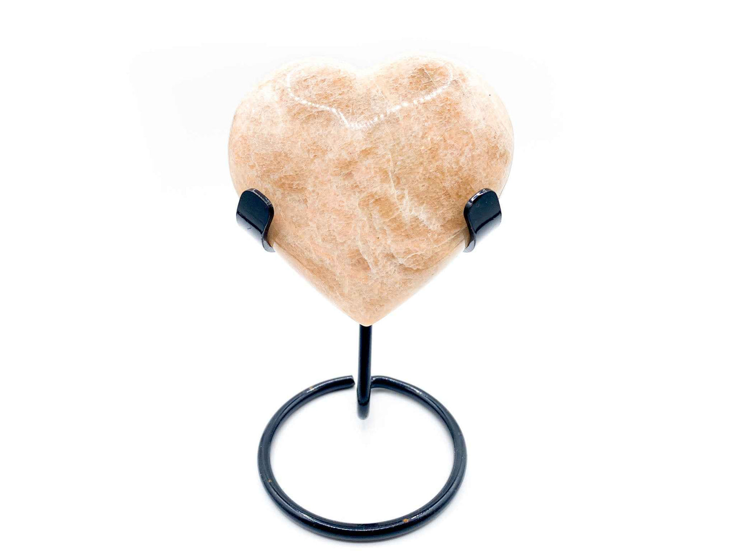Peach Moonstone Heart Carving - 3in.