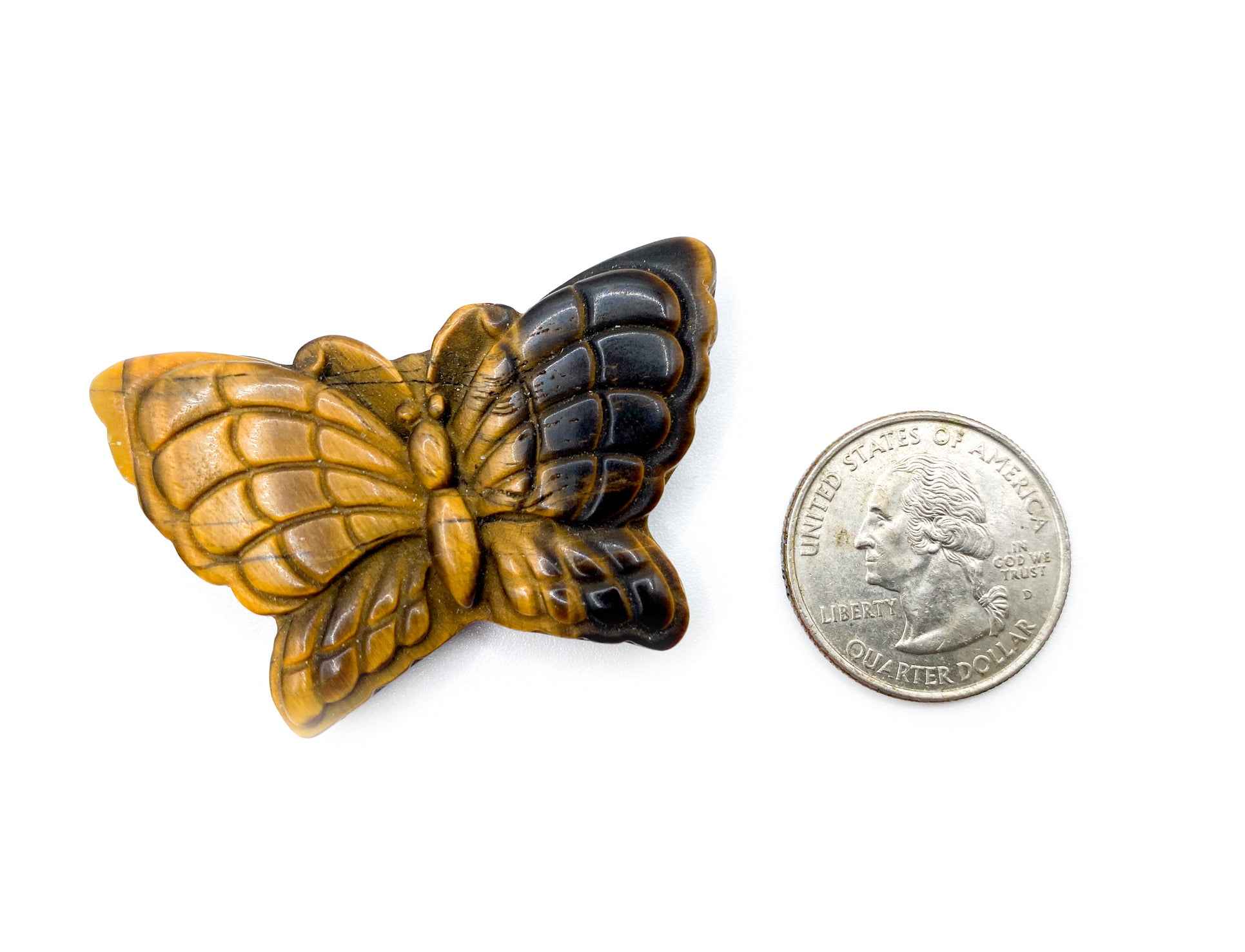 Tiger's Eye Butterfly Carving | AAA Hand Carved Gemstone | Crystals for Protection
